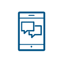 Blaues Handy Icon mit Textblasen