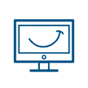 Blauer Bildschirm mit Smiley Mund
